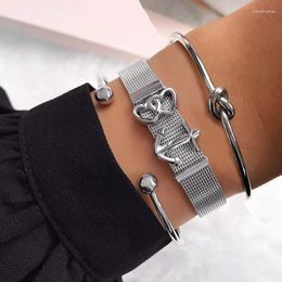 Charm Bracelets Mavis Hare Silver Colour Strap Bracelet With Double Heart Anchor Slide Charms And Ball & Knot Mixed 4 Style