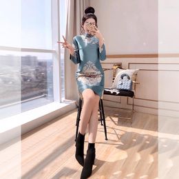 Ethnic Clothing Improved Sexy Tang Suit Women's High Quality Oriental Mini Flower Qipao Chinese Traditional Cheongsam Skirt Evening