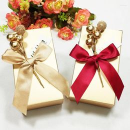 Gift Wrap 10pcs Gold Candy Box Pear Flower Wedding Favors For Guests Sweet Packaging With Ribbons Baby Shower