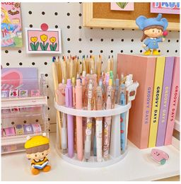 Hooks Large-capacity Desktop Storage Rack 49 Holes Pen Holder Makeup Brush Organiser Container Cosmetic Stationery Kawaii Desk