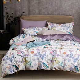 Bedding Sets Luxurious American 60's Satin Print Long Staple Cotton Set Soft Duvercover Sheet 4PCS