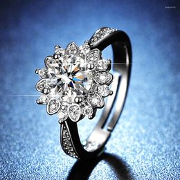 Wedding Rings In Aesthetic Sunflowers For Women Jewelry Simulated Moissanite Zirconia Fashion Items