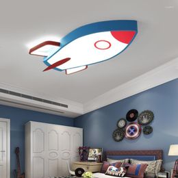 Ceiling Lights Modern LED For Boy Girl Bedroom Cartoon Rocket Blue Lamp Child Study Room Home Children's
