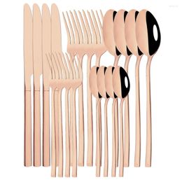 Dinnerware Sets 20Pcs Rose Gold Cutlery Set Knife Fork Coffee Spoon Stainless Steel Silverware Western Kitchen Tableware