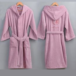 Women's Sleepwear XXL Big Size Cotton Bathrobe Winter Hooded Thick Warm Dressing Gown Long Robe Wedding