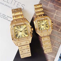40mm 33mm Couple Men Women Diamond Watch Silver Gold Rose Gold Strap Roman Num Shinning Case Date Quartz Watch204o