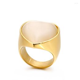 Cluster Rings Stainless Steel For Women Big Heart Colourful Marble Stone Bague Wedding Bands Mujer Anillos Jewellery Accessories 2022