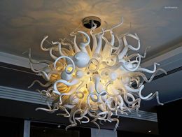 Chandeliers Art Design Frosted Mouth Blown Glass With 110v-240v LED Bulbs Multi Coloured Ceiling Light