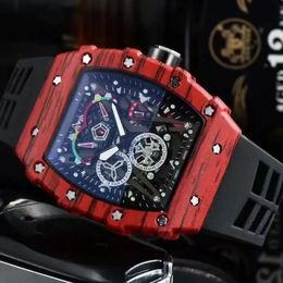 automatic watch men's luxury iv full-featured quartz silicone strap gift Strap Business Sports Transparent Watches Imported crystal mirror battery