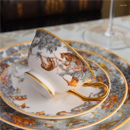 Dinnerware Sets Animal Jungle Embossed European Ceramic Dinner Plate Round Dishwasher Wedding Party Home Decoration