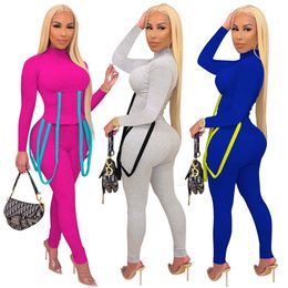 2024 Designer Women Tracksuits Casual Streetwear 2 Piece Set bandage Bandage Matching Outfit Long Sleeve Lady Pants Suit Wholesale Fall winter clothing 8845