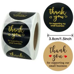 Factory Adhesive Tapes 500pcs/roll 'Thank You for Supporting My Small Business' Stickers for Packaging 1.5 Inch Round Seal Labels 2016