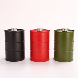 750ML Black Colour 304 Stainless Steel Hip Flask Gasoline shape barrel wine pot outdoor portable wine bottle RRC785