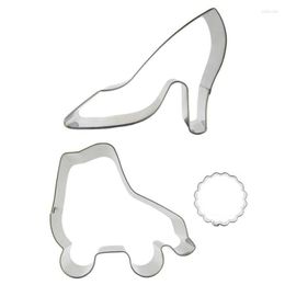 Baking Moulds 3pcs High Heeled Shoe Roller Skates Wave Round Cookie Cutter Biscuit Embossing Machine Pastry Moulds Cake Decorating Tools