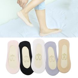 Women Socks 6pcs 3pair Boat For Slippers Summer Invisible No Show Non Slip Silicone Gel Shoe Liner Woman Calcetines