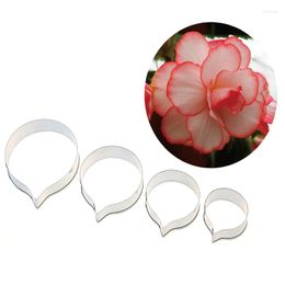 Baking Moulds APRICOT 4pcs Fondant Cake Decoration Begonia Floral Petals Cutter Flower Mold Stainless Steel For Decorating Tool Free Ship