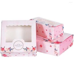 Gift Wrap 10pcs Mini Mooncake Paper Box Transparent Window Candy Sweets Cake Wedding Favor Navidad Packaging For Home