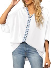 Women's Blouses Women S V-Neck T-Shirt Dolman Sleeve Loose Fit Summer Chiffon Blouse Shirt Tops