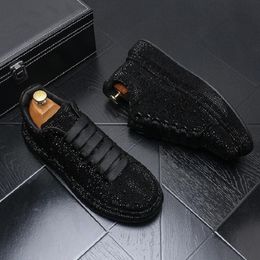 Fashion Luxury Designer Charm Rhinestone Casual Shoes For Men Flats Punk Rock Prom Loafers Walking Sneakers Zapatos Hombre Da019