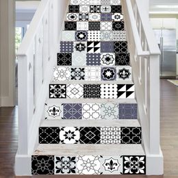 Wall Stickers Black & White Grey Strip Tile Sticker Waistline Kitchen Stairs Decoration Wallpaper Peel Stick Waterproof Art Decals