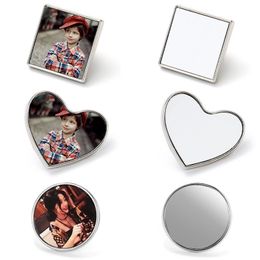 Party Favour Blank Sublimated Metal Round Square Heart Printable DIY Brooch Badge Accessories RRD113