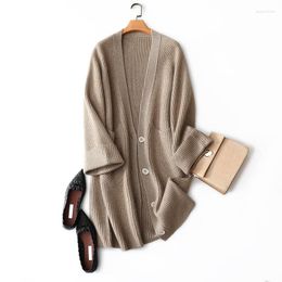Women's Knits Long Women's Knitted Cardigans Jersey De Mujer Invierno Female Cardigan Winter Warm Single Breasted Office Lady Tops