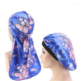 Ethnic Clothing Fashion Pirate Hat Satin 2022 Printed Round 2-Piece Set Muslim Head Turban Home Hats For Men And Women Couple