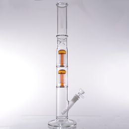 Straight Tube Hookahs 19 inch Percolator Large Double Mushroom Glass Bong Tree Perc Color Rig Water Pipe