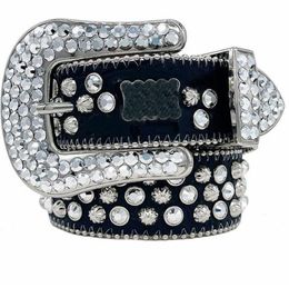 Designer Belt Simon Belts for Bb Men Women Shiny Diamond Belt Black on Black Blue White Multicolour with Bling Rhinestones As Gift g7