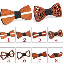 Bow Ties 2022 Fashion Hollow Wood For Men Bowtie Mustache Geometry Wedding Suit Wooden Shirt Butterflies