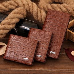 Designers Crocodile Pattern Men's PU Leather Long Short Wallet Card Holders Business Casual Horizontal Purse Coin Pocket #905250O