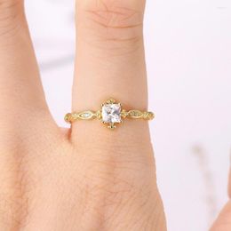 Wedding Rings Dainty For Women Gold Colour Crystal Promise RingAdjustable Jewellery Bride Accesorios Bulk Items Wholesale Lots R372