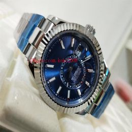 Excellent High quality Wristwatches Sky Dweller 326934 42MM Blue Dial Stainless Steel Asia 2813 Movement Automatic Mens Watch Watc205N