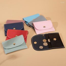 Card Holders Simple Women Small Wallet Coin Purse Solid Colour Female Holder Keychain Clutch Bag Lady Short Wallets