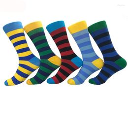 Men's Socks Men Happy Funny Colorful Coarse Stripes Fashion Harajuku Street Style Hip Hop Ventilation Long Cotton Skate Autumn