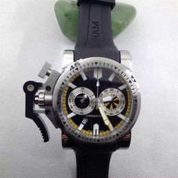 high quality 46MM men watch BRITISH Chronofighter BEZEL RUBBER STRAP stopwatch chronograph japan quartz chrono sport racing mens w277V