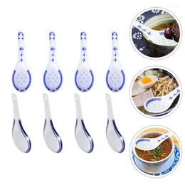 Storage Bottles 8pcs Small Soup Spoons Rice Ceramic For Restaurant Home Use
