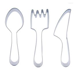 Baking Moulds 3 Pcs Spoon Fork Knife Cookie Cutter Biscuit Embossing Machine Chocolate Snack Syrup Stainless Steel Mould Cake Decorating