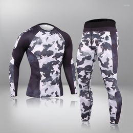 Men's Thermal Underwear 2022 Mens 2 Piece Fashion Sports Suit Running Tights Clothing Quick Dry Gym Outfit Jogging Polyester Sweat Suits