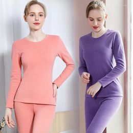 Men's Thermal Underwear De Rong Heat Insulation Suit Women's Pajamas Autumn Winter Plush Thickened Round Neck Large Size Slim Fit Base