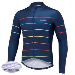 Racing Jackets Morvelo Winter Thermal Fleece Men's Cycling Jersey Long Sleeve Jacket Ropa Ciclismo Bicycle Wear Bike Clothing Maillot 2022