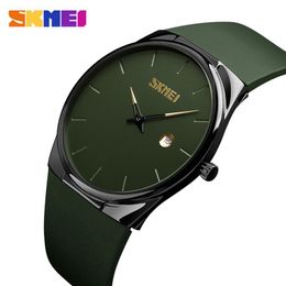 SKMEI Quartz Watch Men Lady Fashion Mens Women Wristwatches Waterproof PU Small Dial Watches Army Green relogio masc 15091909
