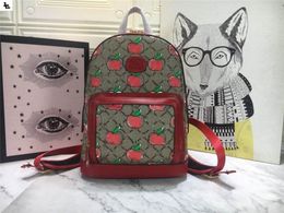 Designer Luxury Zip Pocket Backpack 601296 Red Apple Coated Canvas Small Backpack Size 24x 30 x14cm