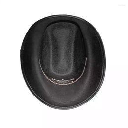 Berets Black Colour Adult Cowgirl Hat For Winter Autumn Elegant Lady Trilby Felt Show Jazz Casual With Badge R7RF