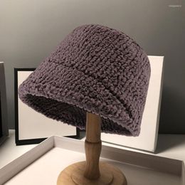 Berets Winter Bucket Hat Solid Colour Knitted Ear Protection Soft Korean Style Cold-proof Sunscreen Women For Daily Life