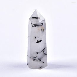 Decorative Figurines Natural Crystal Black Tourmaline Quartz Point Healing Stone Hexagonal Prisms 50-80mm Obelisk Wand Treatment DIY Gift