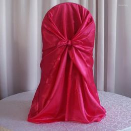 Chair Covers WedFavor 50pcs Satin Self Tie Universal Pillowcase Wedding For Banquet El Party Decoration