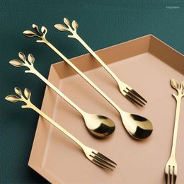 Dinnerware Sets Spoon Fruit Fork Set Creative Cute Stainless Steel Household Dessert Cake Coffee Stirring