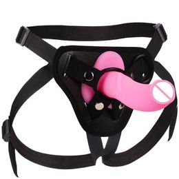 Beauty Items Wholesale 10 Speed Vibrating Strap On Harness Dildo Vibrator Panties for Woman Lesbian sexy Bondage Penis Belt Adult Se