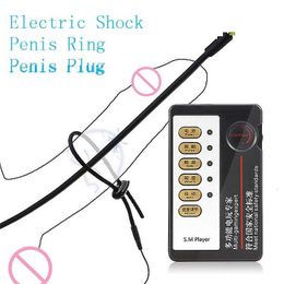 Sex toy massager Electric Shock Pulse Penis Ring Themed Toys Plug Stimulation Urethra Catheter Dilator Toy for Men Masturbation